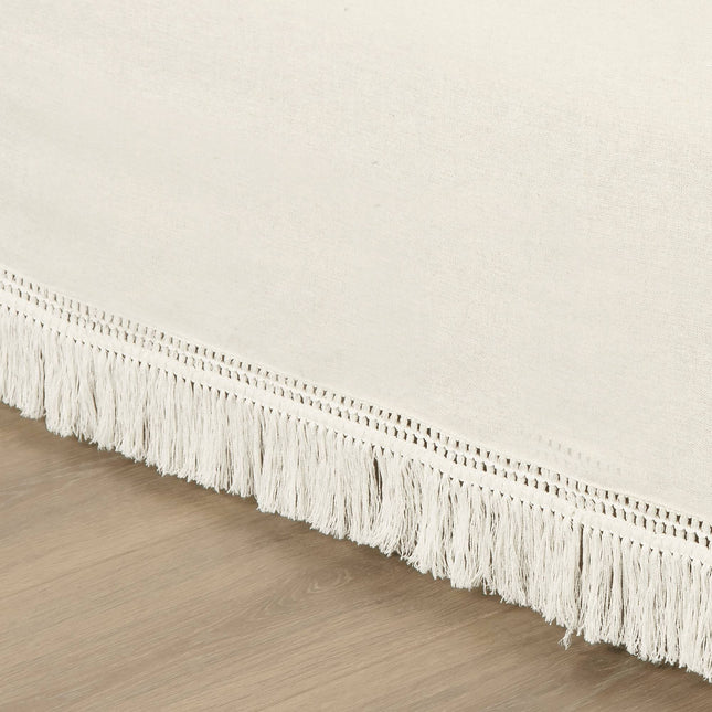 Lush Décor 15" Queen Boho Fringe Tailored Drop Easy Fit Bed Skirt Off-White