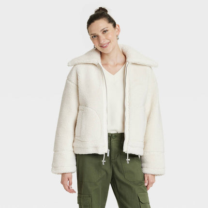 Women's Faux Shearling Coat - Universal Thread Cream L