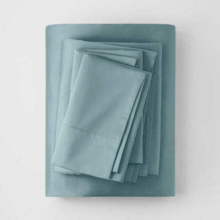 Queen 500 Thread Count Washed Supima Sateen Solid Sheet Set Light Teal - Casaluna: Luxurious Comfort, OEKO-TEX Certified (Please be advised that sets may be missing pieces or otherwise incomplete.)