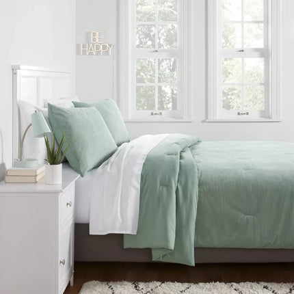 Full/Queen Extra Long Corduroy Plush Comforter Sage Green - Room Essentials (Copy)