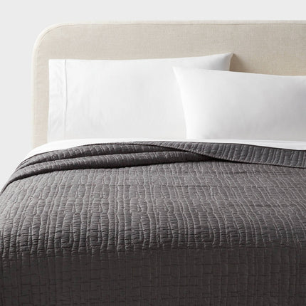 Full/Queen TENCELÂ® Quilt Dark Gray - Threshold: OEKO-TEX Certified, Lightweight Woven Coverlet, Cooling Comfort