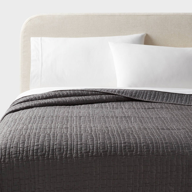 Full/Queen TENCELÂ® Quilt Dark Gray - Threshold: OEKO-TEX Certified, Lightweight Woven Coverlet, Cooling Comfort