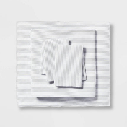 Queen Striped Microfiber Sheet Set Blue - Room Essentials: Polyester, Peached Finish, OEKO-TEX Certified (Please be advised that sets may be missing pieces or otherwise incomplete.)