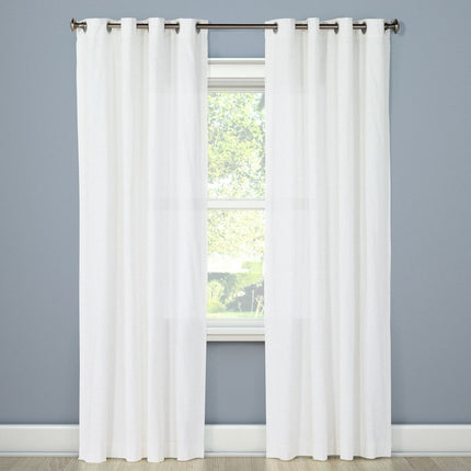 54"x95" Light Filtering Solid Window Curtain Panel Natural White - Threshold: Cotton Grommet Top, Indoor Use