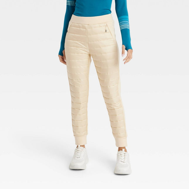 Women's Quilted Puffer Pants - JoyLab Ivory M