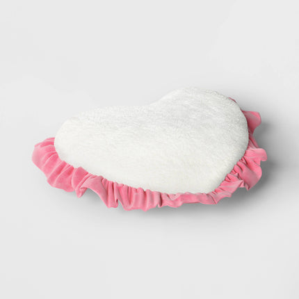 Threshold Oversized Heart Velvet Pillow With Faux Shearling Reverse Pink/Ivory