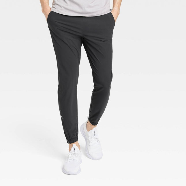 Men's Lightweight Tricot Jogger Pants - All In Motion™ Black L: Moisture Wicking, Quick Dry, 4-Way Stretch