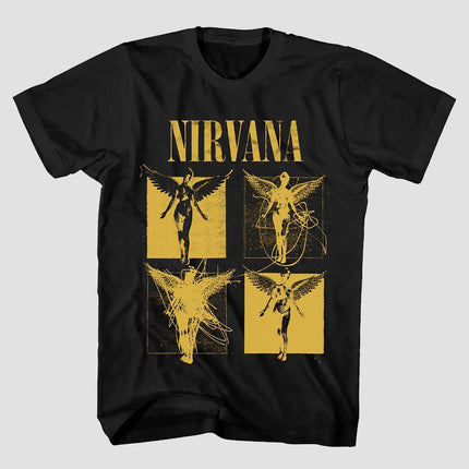 Men's Nirvana Short Sleeve Graphic T-Shirt - Black XXL: Merch Traffic, Cotton, Crew Neck, Band Logo