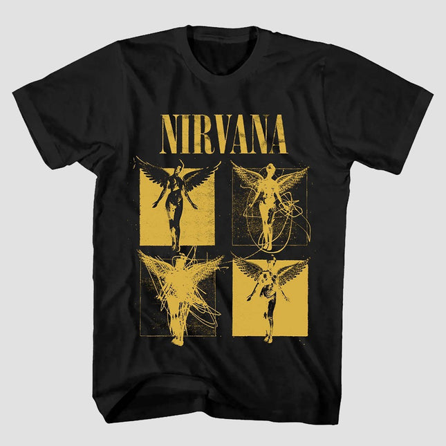 Men's Nirvana Short Sleeve Graphic T-Shirt - Black XXL: Merch Traffic, Cotton, Crew Neck, Band Logo