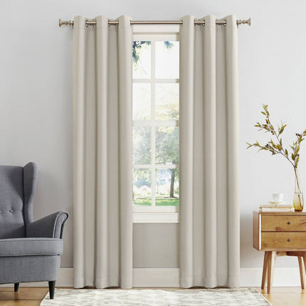40"x84" Sun Zero Blackout Kenneth Energy Saving Grommet Curtain Panel Cream: Modern Noise Reducing Curtain Panel