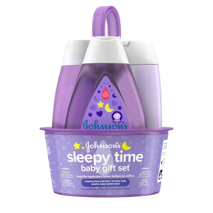 Johnson's Baby Sleepy Time Bedtime Gift Set with Relaxing NaturalCalm Aromas, Bedtime Baby Bath Shampoo, Wash & Lotion, Baby Bedtime Essentials, Hypoallergenic & Paraben-Free, 3 Items