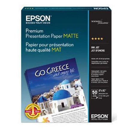 Epson Premium Presentation Paper MATTE (8x10 Inches, 50 Sheets) (S041467),Bright White