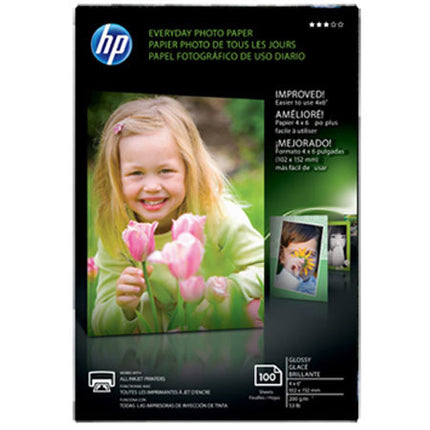 HP Everyday Photo Paper, Glossy, 4x6 in, 100 sheets (CR759A), Pack of 1
