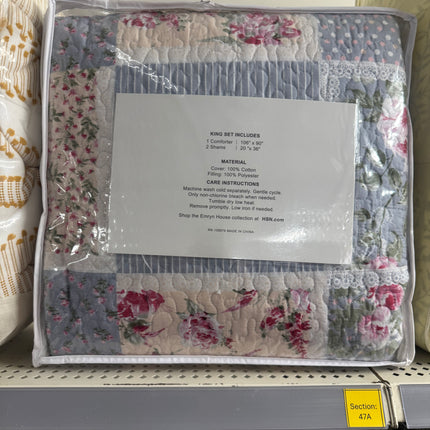 KING Set Embroidered Floral Heirloom Blanket- Emryn House