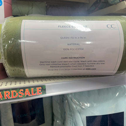 Green luxury FLEECE BLANKET QUEEN from concierge collection