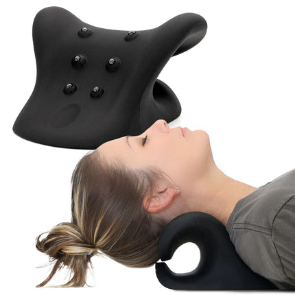 HealthSmart Neck & Shoulder Traction Device, Neck & Shoulder Relaxer, Magnetic Therapy, Cervical Spine Alignment and TMJ Relief, Neck Pain Relief, Black