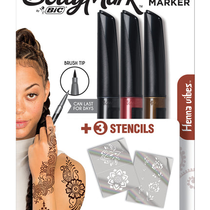 BIC BodyMark Temporary Tattoo Markers, Premium Brush Tip, Skin-Safe, Long-Lasting