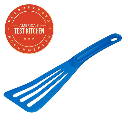 Matfer Bourgeat Exoglass Pelton Slotted Spatula 12in Blue