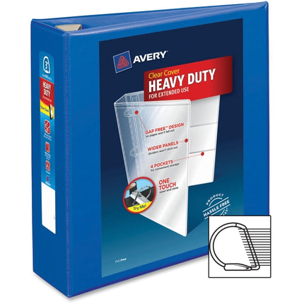 Avery Heavy-Duty View Binder with EZD One-Touch Locking Rings for Documents Pacific Blue