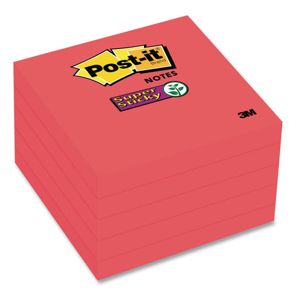 Post-it Super Sticky Notes, 5 Sticky Note Pads, 3 x 3 in., School Supplies for Students, Ideal for Textbooks, Notebooks, Walls and Vertical Surfaces, Single Color Packs Collection, Candy Apple Red