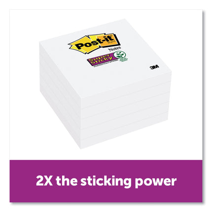 Post-it Super Sticky Notes, 5 Sticky Note Pads, 3 x 3 in., School Supplies, Office Products, Sticky Notes for Vertical Surfaces, Monitors, Walls and Windows, First Snow White