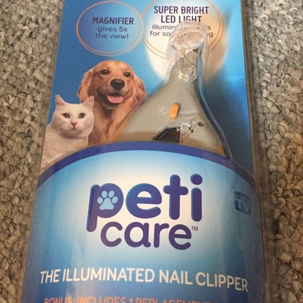 Allstar Innovations PetiCare LED Light Pet Nail Clipper- Great for Trimming Cats & Dogs Nails & Claws, 5X Magnification That Doubles as a Nail Trapper, Quick-Clip, Steel Blades