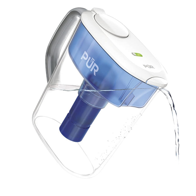 PUR Plus 11-Cup Water Pitcher, 1 Lead-Reducing Filter, Cleaner, Great-tasting Water, Dishwasher Safe, Powerful Filtration, Filter Change Light Indicator, LockFit Cap Design - White WHITE