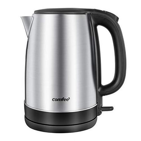 COMFEE' 1.7L Stainless Steel Electric Tea Kettle, BPA-Free Hot Water Kettle Electric with LED Light, Auto Shut-Off and Boil-Dry Protection, 1500W Fast Boil Electric Kettle Silver