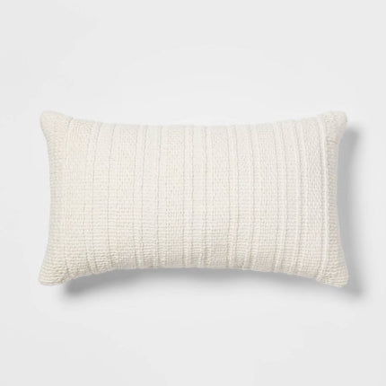 Threshold Oversized Textural Woven Lumbar Throw Pillow Cream 20in x 12in