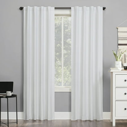 40"x84" Sun Zero 100% Blackout Cyrus Thermal Back Tab Curtain Panel White: Modern Solid Indoor Polyester