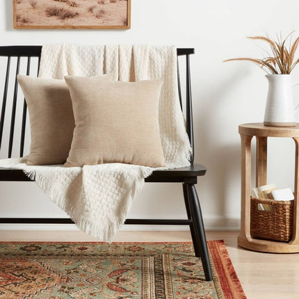 Threshold 2pk Chenille Square Throw Pillows Neutral Soft Decorative Cushions