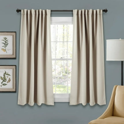 63"x52" Insulated Back Tab Blackout Window Curtain Panels Neutral: Energy Efficient, Noise Reduction, Thermal - Lush Décor