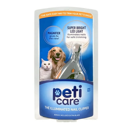 Allstar Innovations PetiCare LED Light Pet Nail Clipper- Great for Trimming Cats & Dogs Nails & Claws, 5X Magnification That Doubles as a Nail Trapper, Quick-Clip, Steel Blades