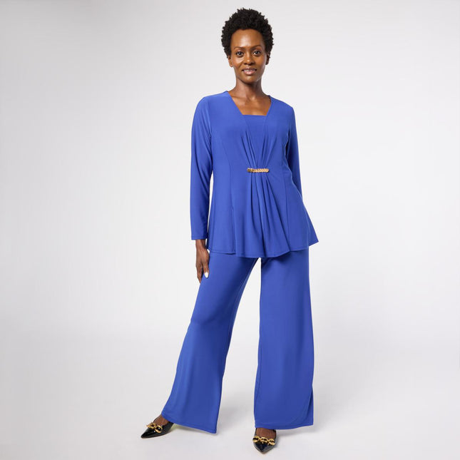 Antthony Asymmetric Chiffon Top and Jersey Knit 2-Piece Pant Set