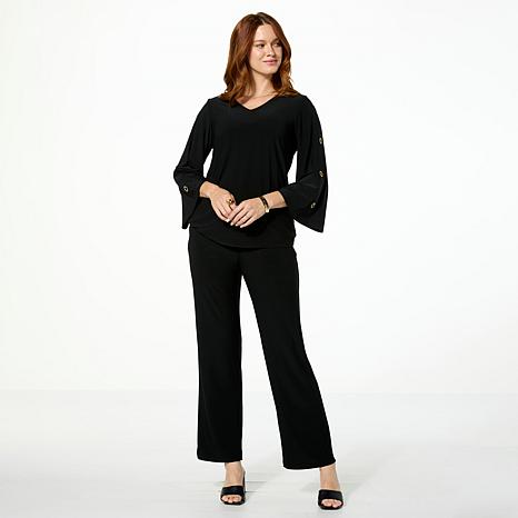 Antthony 2-Piece Rhinestone Grommet Top and Pull-On Pant Set