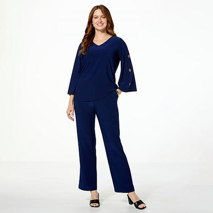 Antthony 2-Piece Rhinestone Grommet Top and Pull-On Pant Set