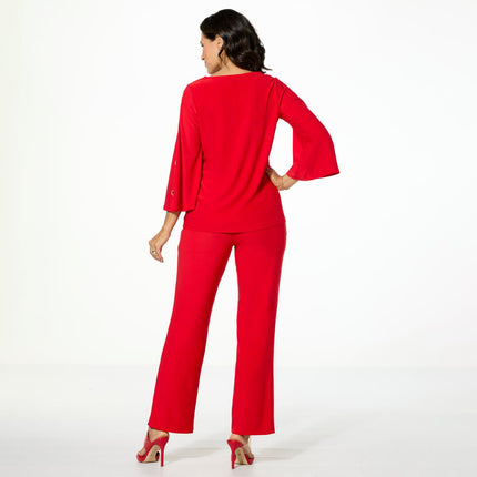 Antthony 2-Piece Rhinestone Grommet Top and Pull-On Pant Set