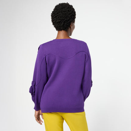 Antthony 3-Dimensional Rosette Long-Sleeve Knit Sweater with Blouson Sleeves