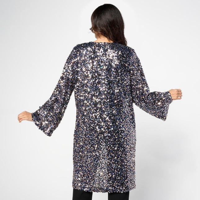 Antthony Design Originals Glamorous All-Over Sequin Long Sleeve Duster Jacket