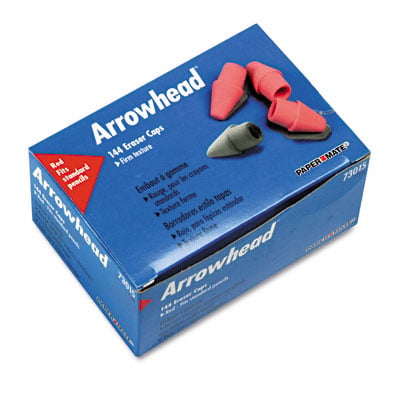 Paper Mate Arrowhead Eraser Caps, for Pencil Marks, Pink, 144/box