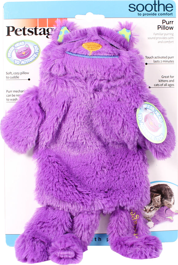 Catstages Purr Pillow Kitty Calming Cat Toy with Touch-Activated Purring and Soft Plush, Purple - Helps Reduce Stress & Provide Anxiety Relief for Cats