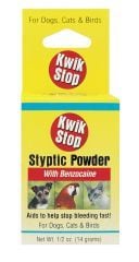 Miracle Care Kwik Stop Styptic Powder For Dogs, Cats and Birds, 0.5 Ounce, Fast Acting Blood Stop Powder with Pain Relieving Benzocaine