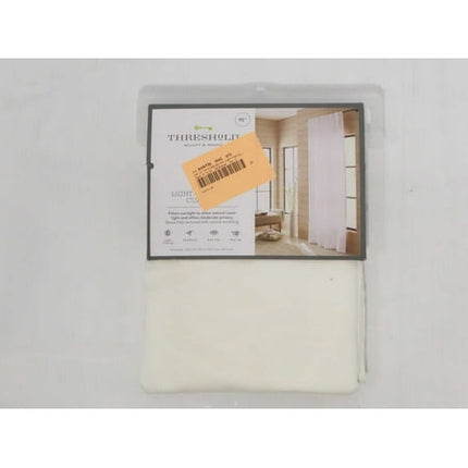 54"x95" Light Filtering Linen Window Curtain Panel White - Threshold: Modern Solid Rod Pocket, Button Back Tab