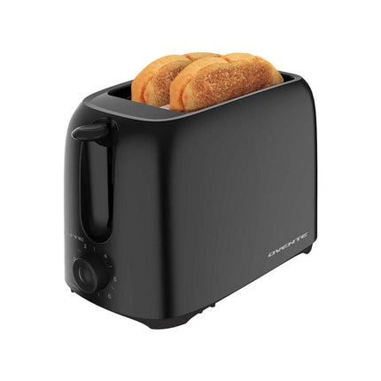 OVENTE Electric 2 Slice Toaster Machine with 6-Shade Browning Selector Setting, Compact Design and Removable Crumb Tray, 700W Power Perfect for Toasting Bread, Thin Bagels and Waffles, Black TP2210B TP2210B