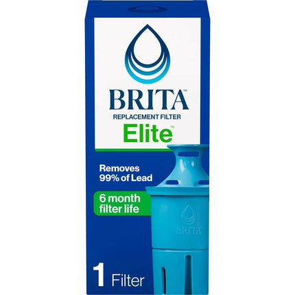 Brita Elite Water Filter Replacement for Pitchers and Dispensers, BPA-Free, Reduces 99% of Lead, Lasts Six Months or 120 Gallons, Includes 1 Pitcher Replacement Filter Blue