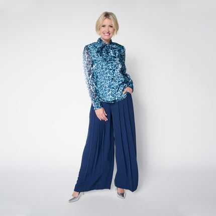 C Wonder Christian Siriano Sheer Organza Button-Down Blouse with Necktie