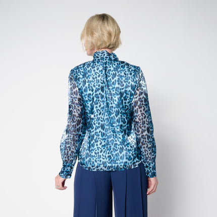 C Wonder Christian Siriano Sheer Organza Button-Down Blouse with Necktie