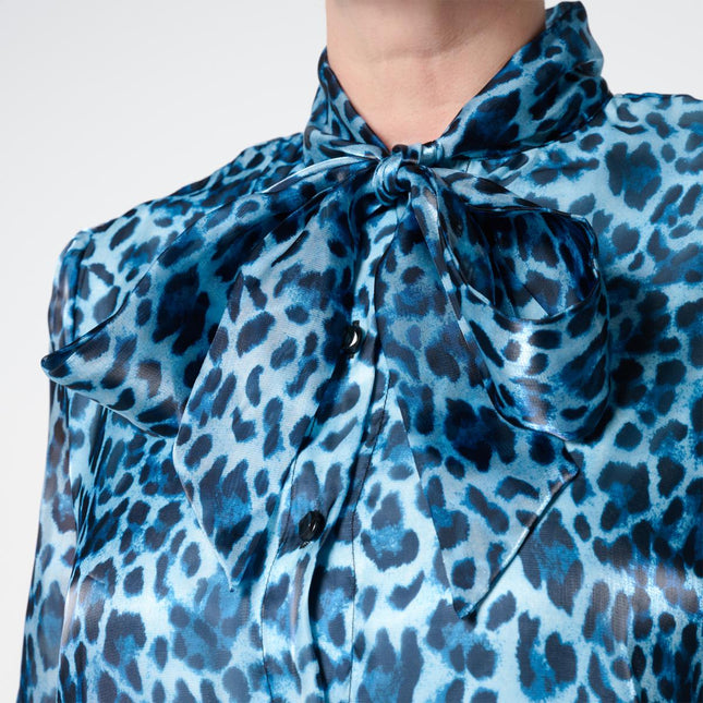 C Wonder Christian Siriano Sheer Organza Button-Down Blouse with Necktie