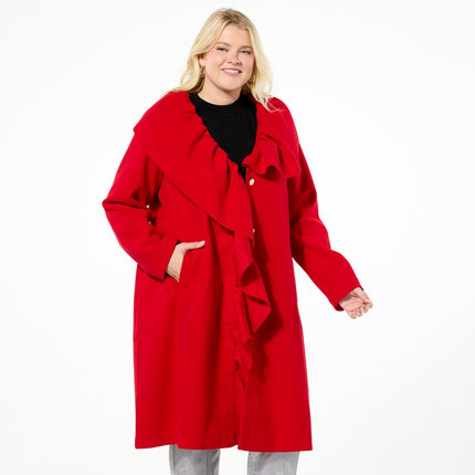 C Wonder Christian Siriano Ruffle Runway Dress Coat with Statement Collar
