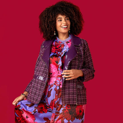 C Wonder by Christian Siriano Tweed and Faux Leather Moto Jacket